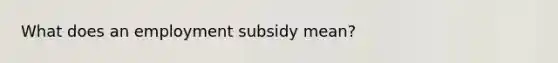 What does an employment subsidy mean?