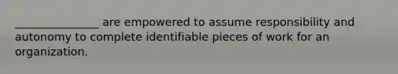 _______________ are empowered to assume responsibility and autonomy to complete identifiable pieces of work for an organization.