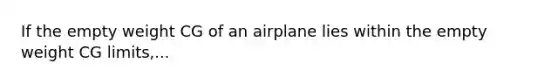 If the empty weight CG of an airplane lies within the empty weight CG limits,...