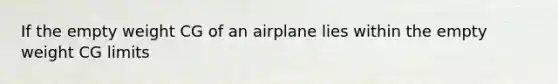 If the empty weight CG of an airplane lies within the empty weight CG limits