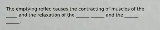 The emptying reflec causes the contracting of muscles of the _____ and the relaxation of the ______ ______ and the ______ ______.