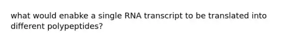 what would enabke a single RNA transcript to be translated into different polypeptides?