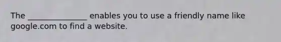 The _______________ enables you to use a friendly name like google.com to find a website.