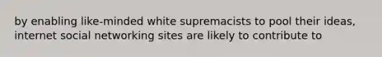 by enabling like-minded white supremacists to pool their ideas, internet social networking sites are likely to contribute to