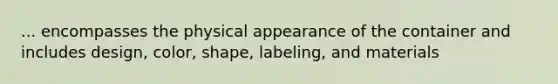 ... encompasses the physical appearance of the container and includes design, color, shape, labeling, and materials