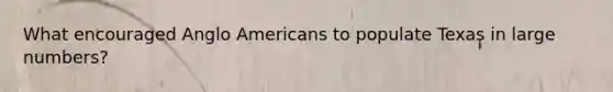 What encouraged Anglo Americans to populate Texas in large numbers?