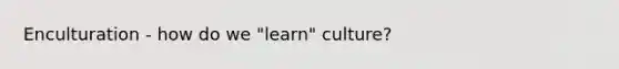 Enculturation - how do we "learn" culture?