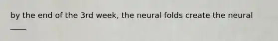 by the end of the 3rd week, the neural folds create the neural ____