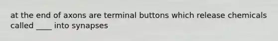 at the end of axons are terminal buttons which release chemicals called ____ into synapses