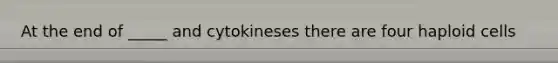 At the end of _____ and cytokineses there are four haploid cells