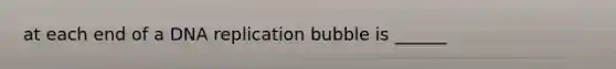 at each end of a <a href='https://www.questionai.com/knowledge/kofV2VQU2J-dna-replication' class='anchor-knowledge'>dna replication</a> bubble is ______