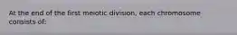 At the end of the first meiotic division, each chromosome consists of: