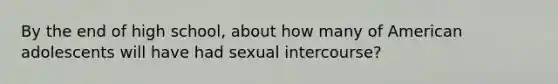 By the end of high school, about how many of American adolescents will have had sexual intercourse?