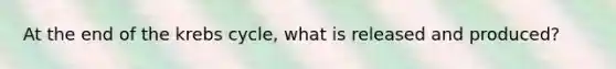 At the end of the krebs cycle, what is released and produced?