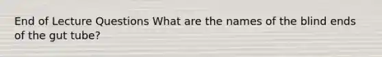 End of Lecture Questions What are the names of the blind ends of the gut tube?