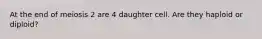 At the end of meiosis 2 are 4 daughter cell. Are they haploid or diploid?