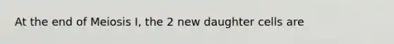 At the end of Meiosis I, the 2 new daughter cells are