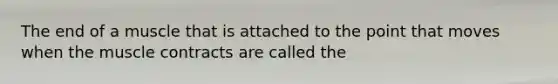 The end of a muscle that is attached to the point that moves when the muscle contracts are called the