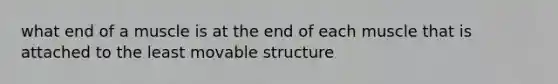 what end of a muscle is at the end of each muscle that is attached to the least movable structure