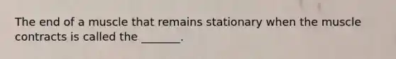 The end of a muscle that remains stationary when the muscle contracts is called the _______.