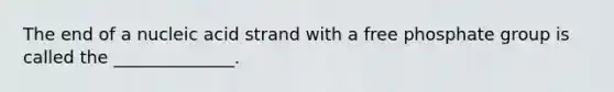 The end of a nucleic acid strand with a free phosphate group is called the ______________.