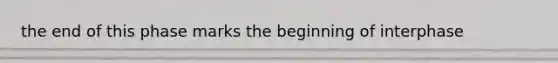 the end of this phase marks the beginning of interphase