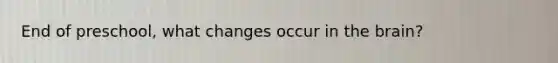 End of preschool, what changes occur in the brain?