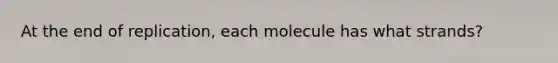 At the end of replication, each molecule has what strands?