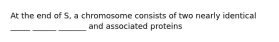 At the end of S, a chromosome consists of two nearly identical _____ ______ _______ and associated proteins