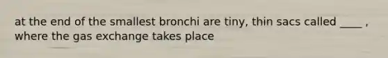 at the end of the smallest bronchi are tiny, thin sacs called ____ , where the gas exchange takes place