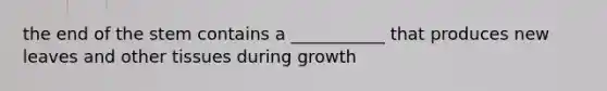 the end of the stem contains a ___________ that produces new leaves and other tissues during growth