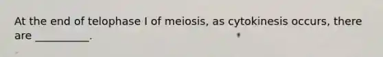 At the end of telophase I of meiosis, as cytokinesis occurs, there are __________.