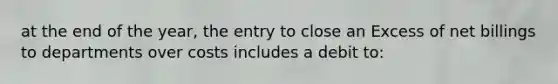 at the end of the year, the entry to close an Excess of net billings to departments over costs includes a debit to: