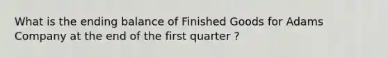 What is the ending balance of Finished Goods for Adams Company at the end of the first quarter ?