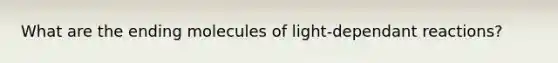 What are the ending molecules of light-dependant reactions?