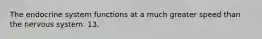 The endocrine system functions at a much greater speed than the nervous system. 13.