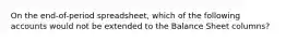 On the end-of-period spreadsheet, which of the following accounts would not be extended to the Balance Sheet columns?