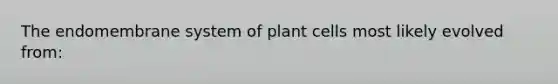 The endomembrane system of plant cells most likely evolved from: