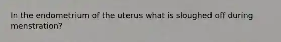 In the endometrium of the uterus what is sloughed off during menstration?