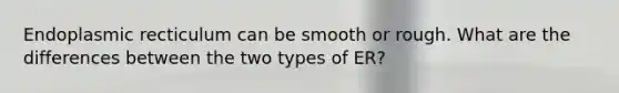 Endoplasmic recticulum can be smooth or rough. What are the differences between the two types of ER?