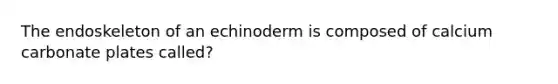 The endoskeleton of an echinoderm is composed of calcium carbonate plates called?