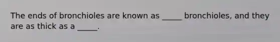 The ends of bronchioles are known as _____ bronchioles, and they are as thick as a _____.