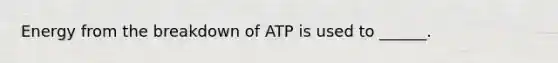 Energy from the breakdown of ATP is used to ______.