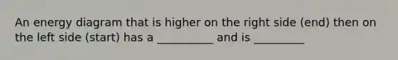 An energy diagram that is higher on the right side (end) then on the left side (start) has a __________ and is _________
