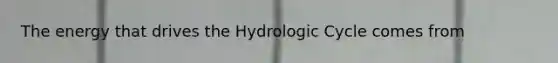 The energy that drives the Hydrologic Cycle comes from