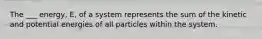 The ___ energy, E, of a system represents the sum of the kinetic and potential energies of all particles within the system.