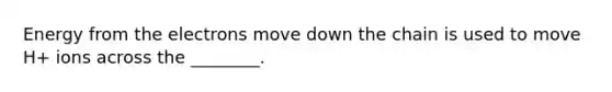 Energy from the electrons move down the chain is used to move H+ ions across the ________.