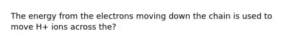The energy from the electrons moving down the chain is used to move H+ ions across the?