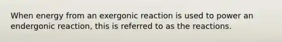 When energy from an exergonic reaction is used to power an endergonic reaction, this is referred to as the reactions.