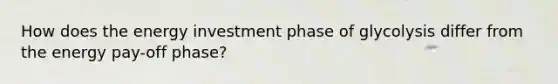 How does the energy investment phase of glycolysis differ from the energy pay-off phase?